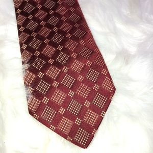 Inspire Italian Necktie Geometric Print Burgundy